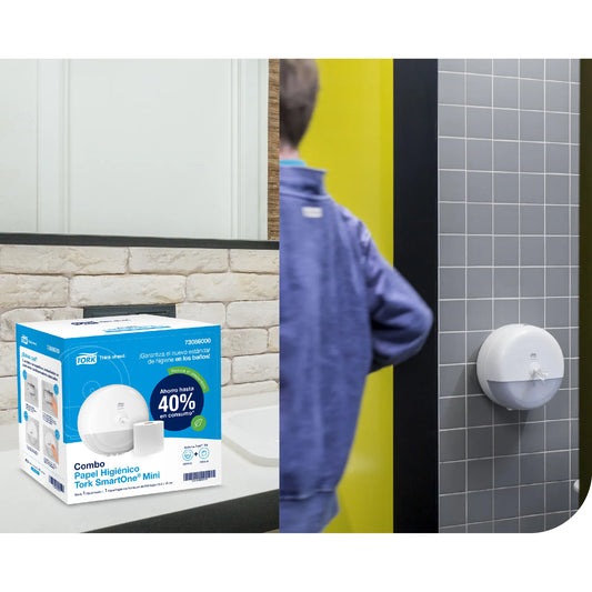 Combo de Un Papel Higiénico + Equipo de Tork SmartOne® Mini