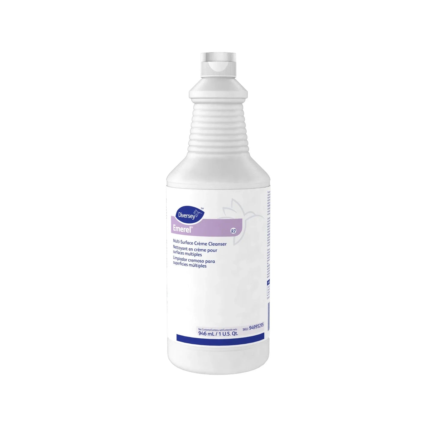 Botella de 946ml de la crema limpiadora y pulidora desincrustante Emerel de Diversey.