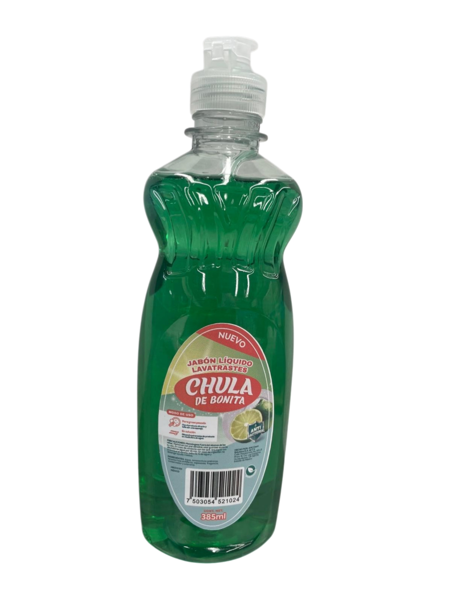 lavatrastes-chula-de-bonita-varios-tamanos.jpg: Botellas del lavatrastes CHULA DE BONITA en diferentes presentaciones: 385ml, 900ml y garrafa de 5L
