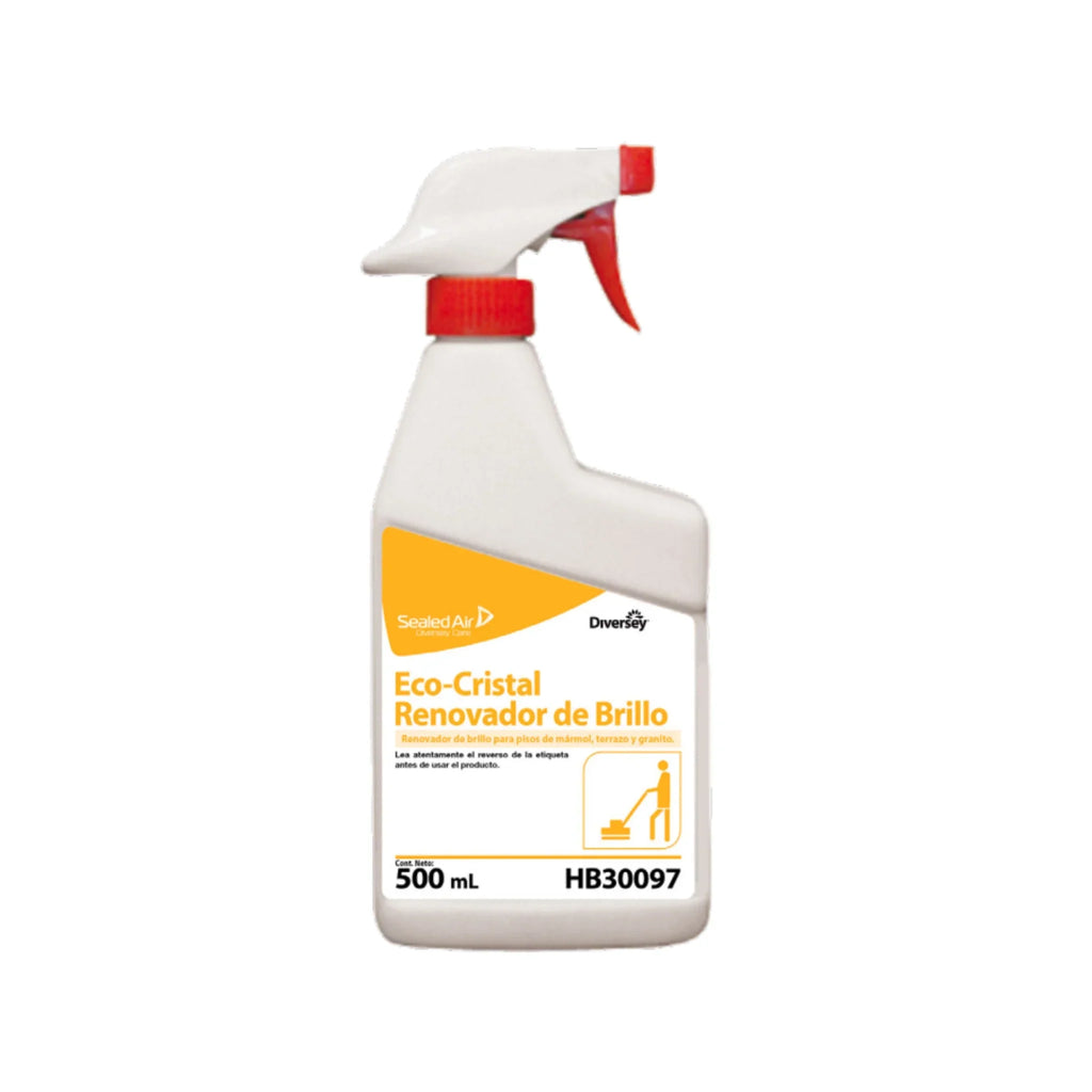 Envase de 5 litros del renovador de brillo para pisos de piedra Eco-Cristal Renovador de Diversey.