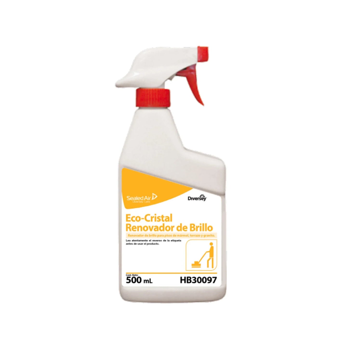Envase de 5 litros del renovador de brillo para pisos de piedra Eco-Cristal Renovador de Diversey.