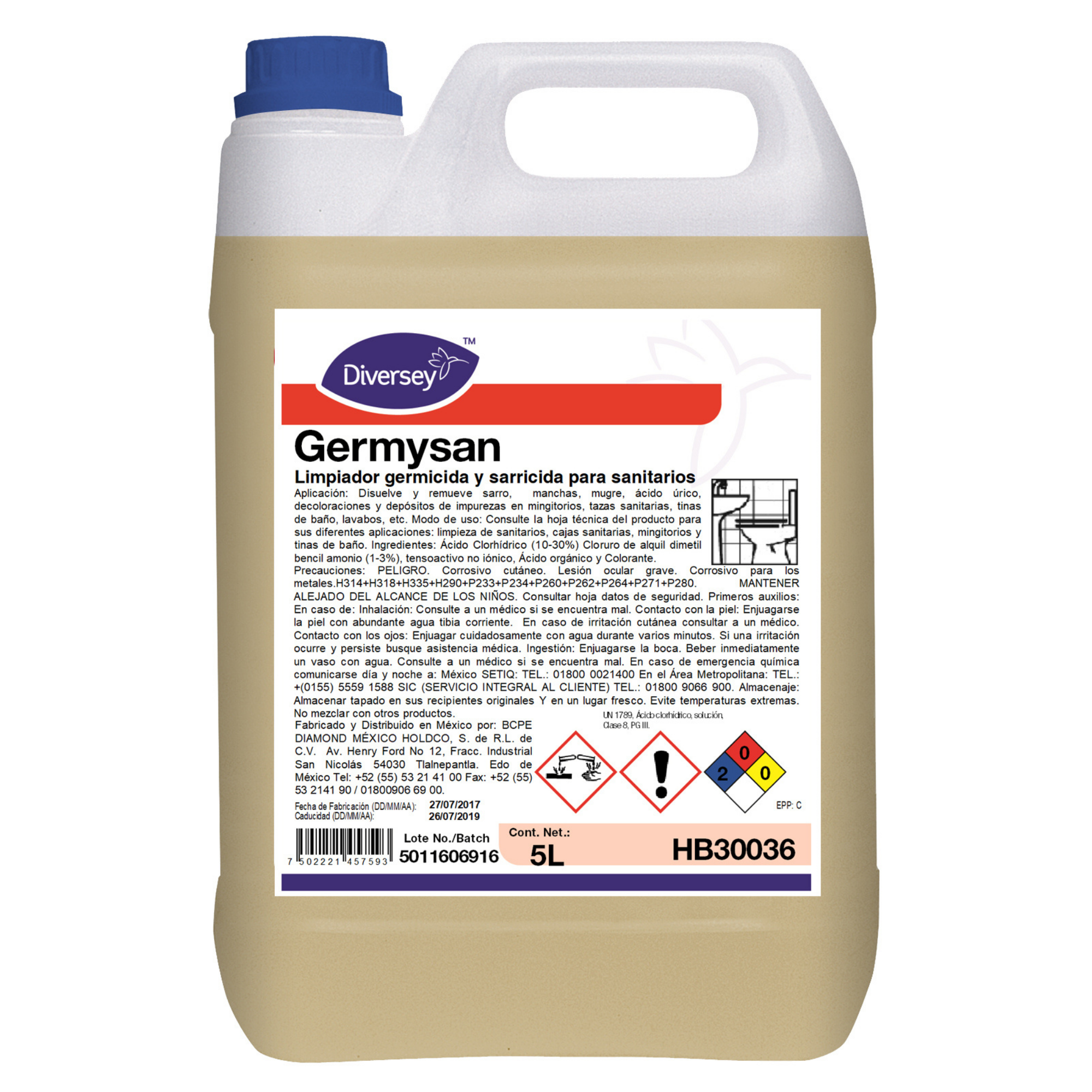 Limpiador Germicida y Sarricida para Sanitarios Diversey HB30003 - 5L