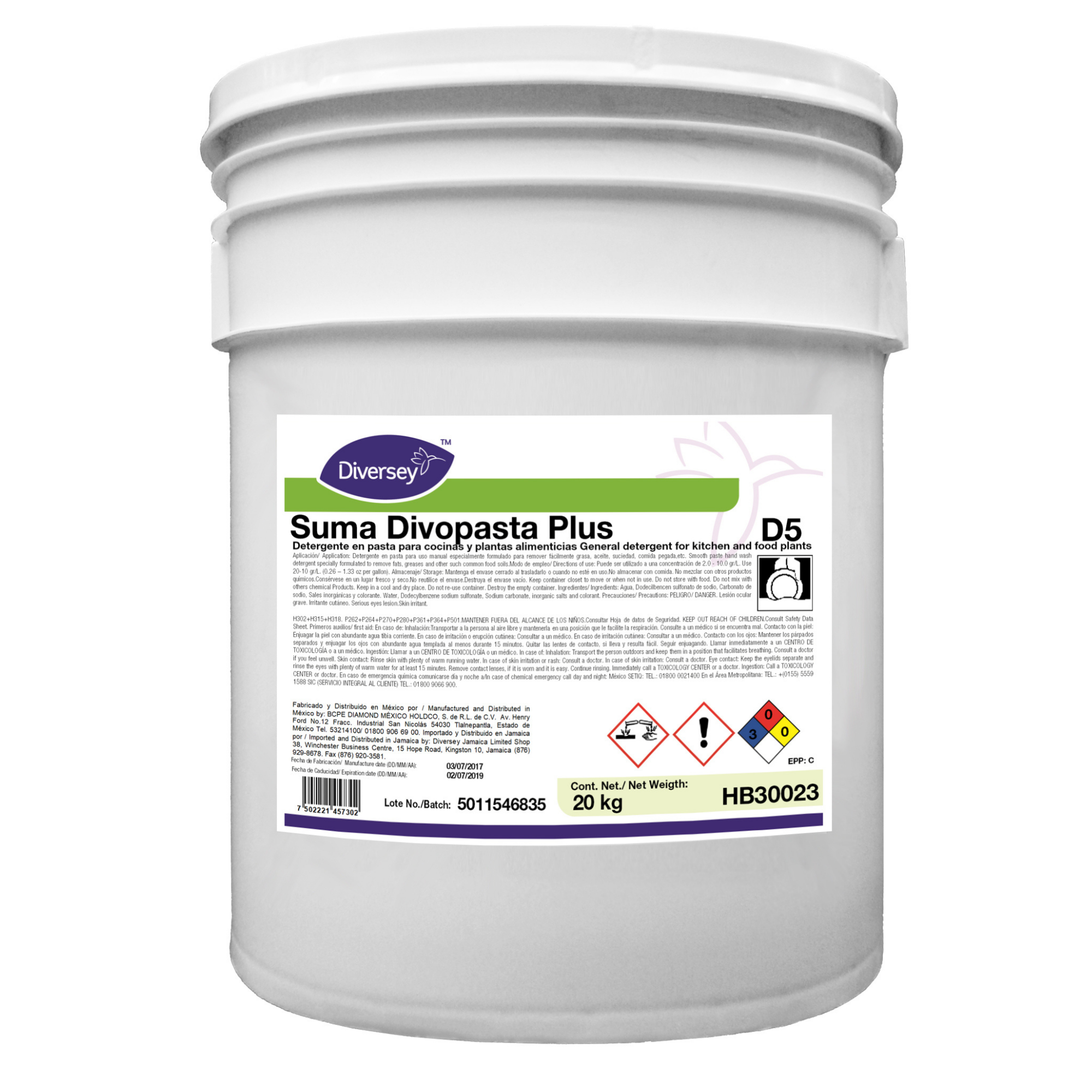 Detergente Limpieza Cocinas Diversey HB30023 - Cubeta 20Kg