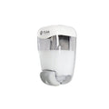 Dispensador manual de jabón a granel modelo Trendey de Diversey, de plástico blanco y diseño compacto.