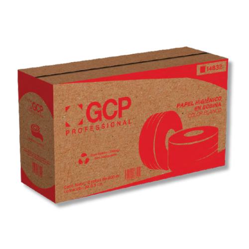 gcpaper-higienico-bobina-200m-reciclado-14832.peng: Rollo de papel higiénico en bobina GCP Professional de 200 metros con gofrado piramidal