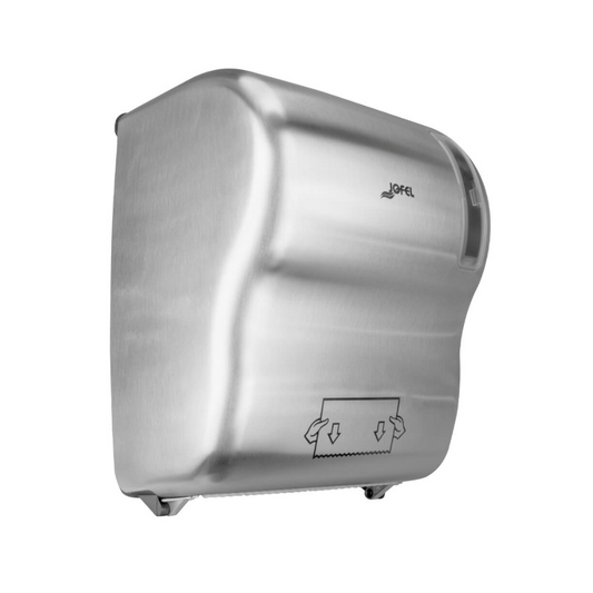 Dispensador de toalla de papel con pre‑corte | Jofel AG59000 | Capacidad 180 m | ABS/acero satinado