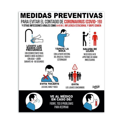 Poster Laminado de Estireno 40 x 34 cm " Prevenir Coronavirus" Sablón (7868) - Karlan ¡Marca la Limpieza!