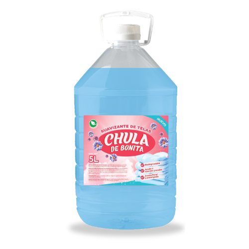 suavizante-ropa-chula-de-bonita-7l.peng: Botella de 7 litros de suavizante de ropa CHULA DE BONITA con etiqueta floral.