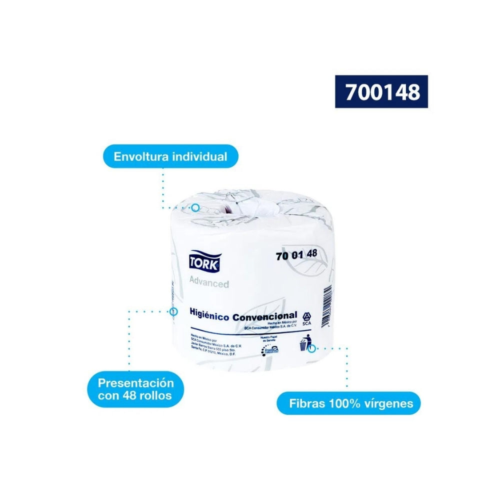 Tork® Higiénico Tradicional Advanced 48 Paqs / 500 hjs (700148)