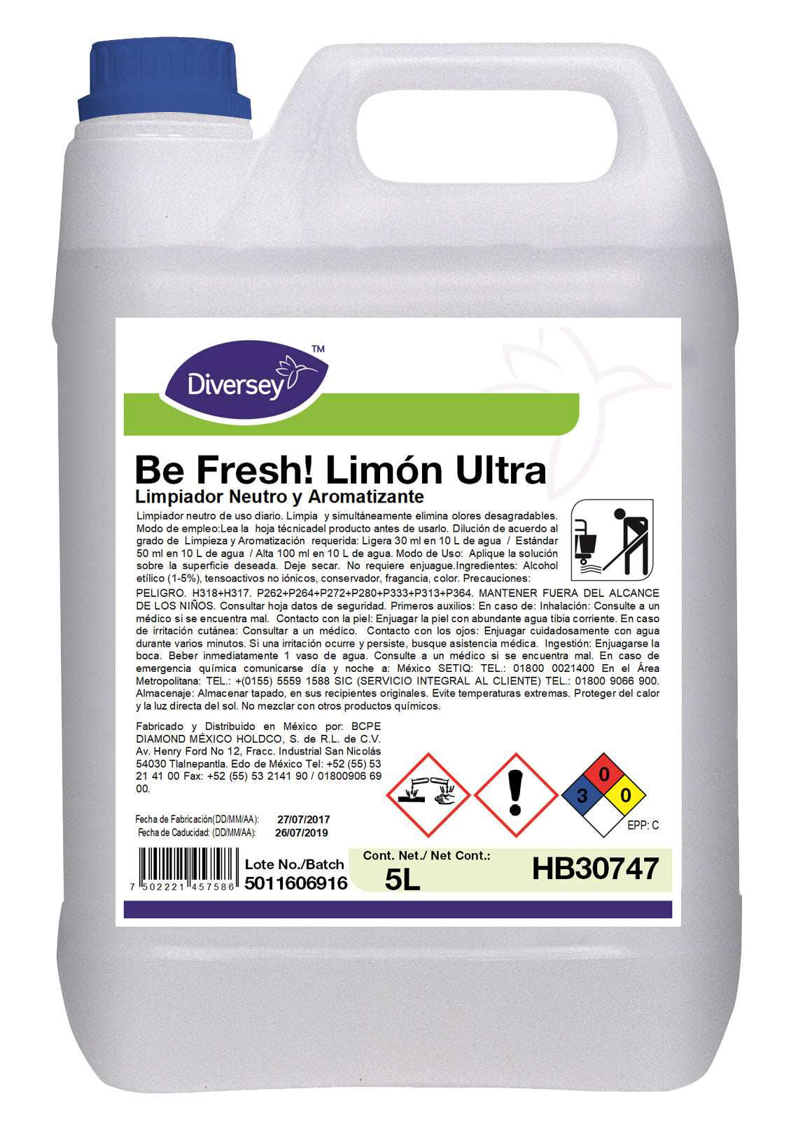 Diversey® Cuidado de Edificio BeFresh! Limón ULTRA  (HB30747 - 100868248)