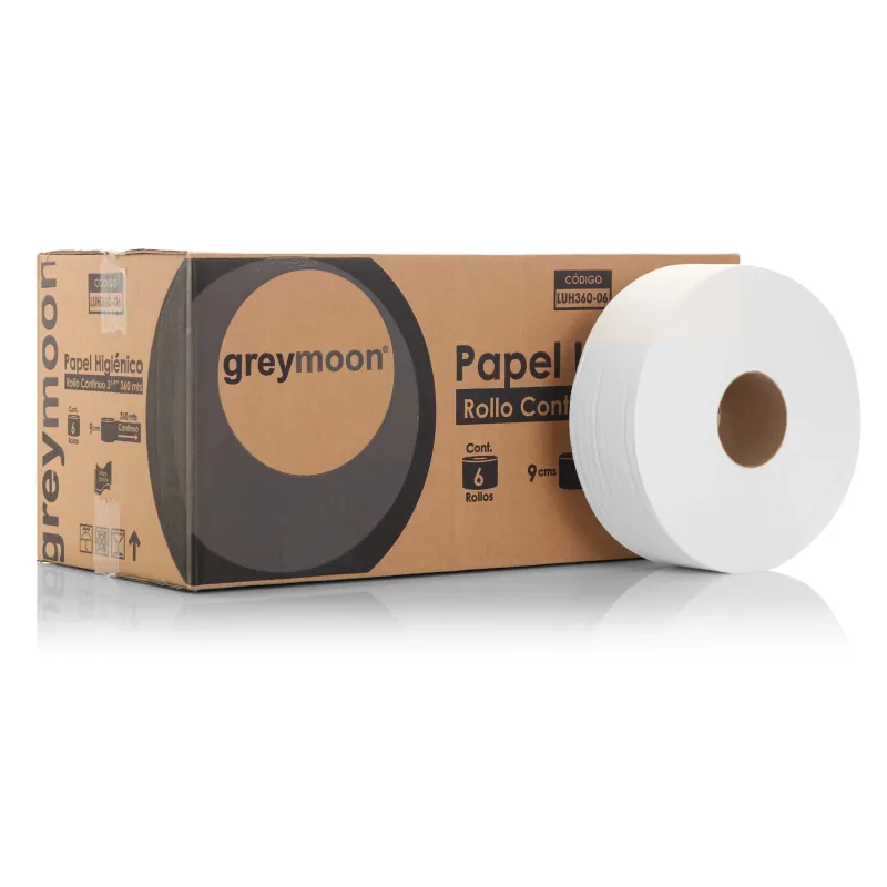Papel higiénico 6 rollos 360 mts. 9 cm ancho.