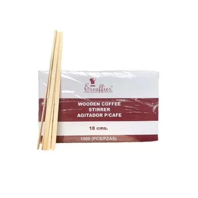 Agitador de madera Escoffier 18 cm | Caja con 1,000 piezas | Biodegradable para café y bebidas