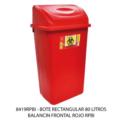 Bote de Basura — para residuos biológicos peligrosos e infecciosos — 80 litros — con Balancín Frontal