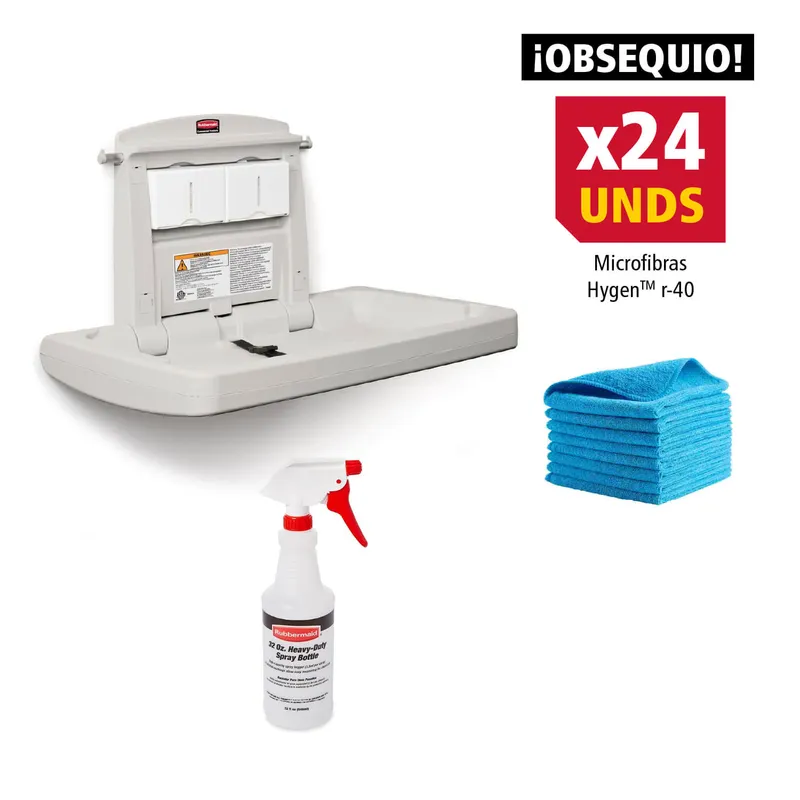 Combo 10:  Estación horizontal para cambio de pañales +  Botella rociadora Executive + Obsequio: Paños de microfibra HYGEN™ r-40 (24 pzs)