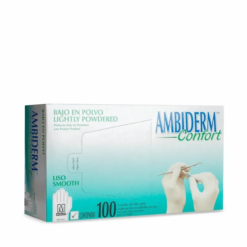 Ambiderm Guante Liso de Látex Cirujano Confort