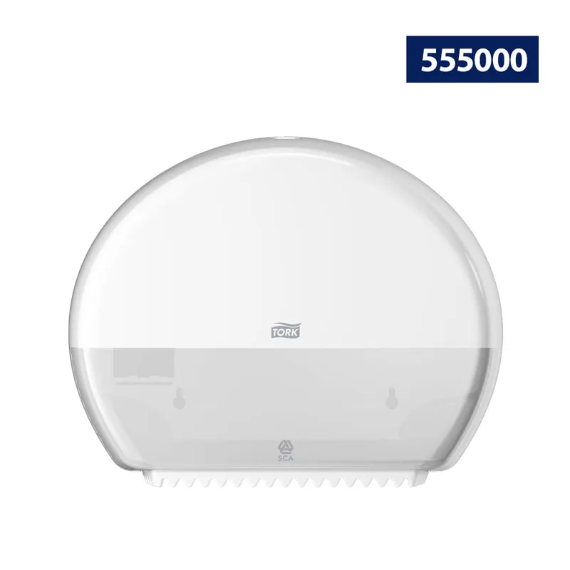 Tork® Dispensador Papel Higiénico Blanco Mini Jumbo +  Caja con 6 Rollos Advanced 200 m c/u