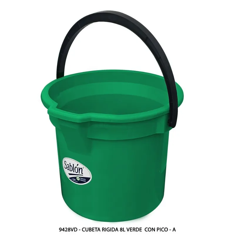 Cubeta Rigida 8 Litros — Color Verde con Pico