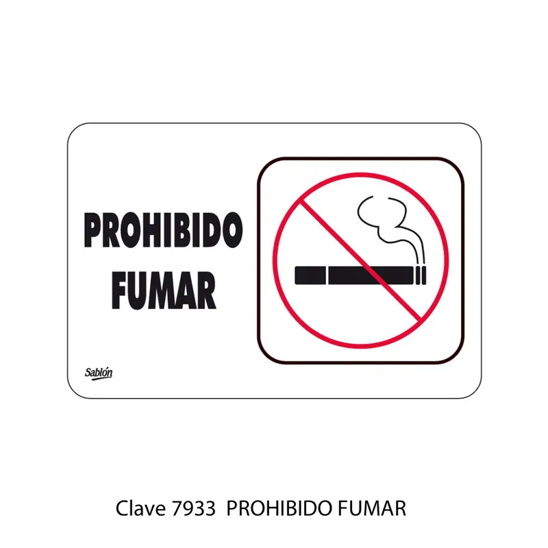 Señal prohibido fumar — Placa Rígida Autoadherible Mediana — Visibilidad de 0 a 8 metros