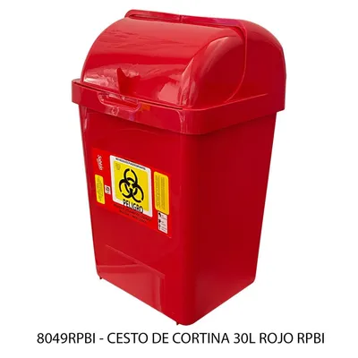 Bote de Basura — para residuos biológicos peligrosos e infecciosos — 30 litros — Tapa tipo cortina