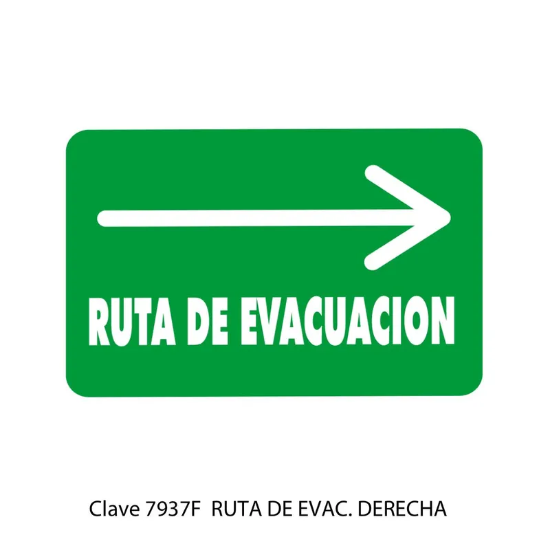 Señal de Ruta de Evacuación — Placa Rígida Autoadherible Mediana — Visibilidad de 0 a 8 metros