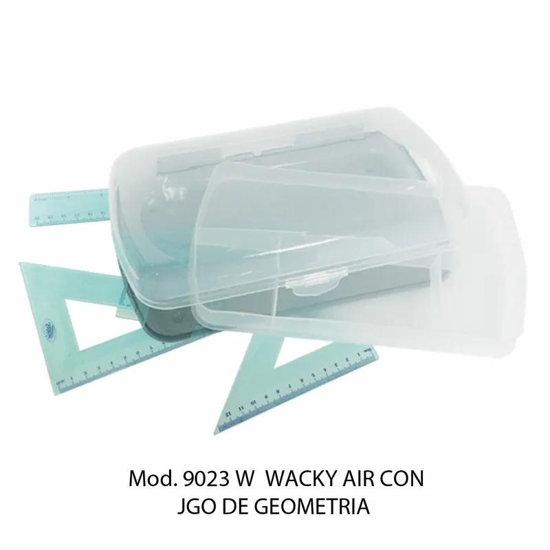 Estuche Escolar Wacky Air — Con Juego de Geometría — Colores Humo, Rosa, Verde, Rojo