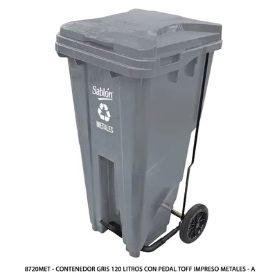 Contenedor Gris 120 Litros con Pedal — Impreso Metales