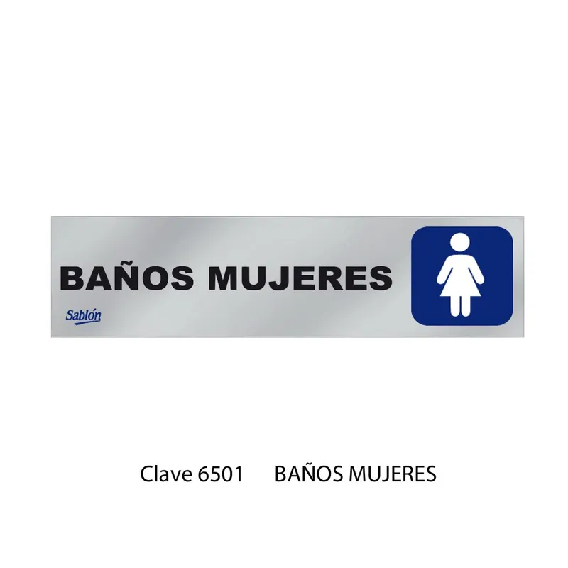 Señal de Baños Mujeres — Señal de Aluminio Adherible — Visibilidad de 0 a 3.5 metros