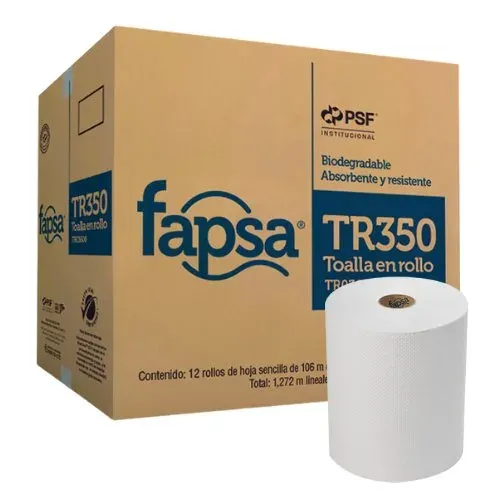 Toalla en Rollo Fapsa TR350 Hoja Sencilla Blanca 106m