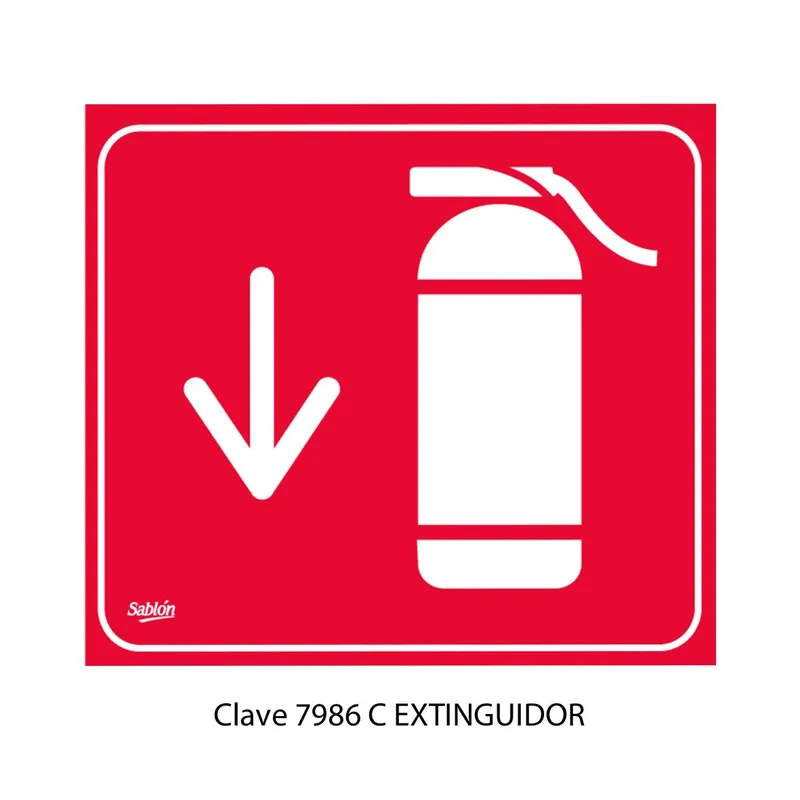 Señal de extinguidor — Señal de Vinil Adherible — Visibilidad de 0 a 5 metros