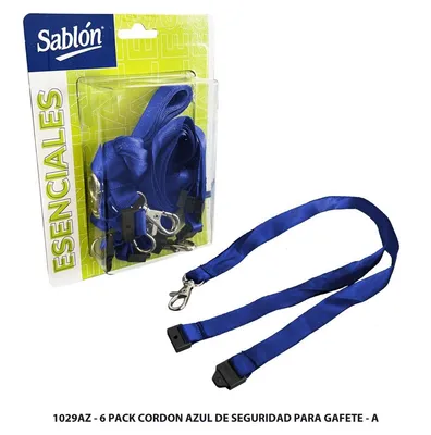 Gafetes — 6 Pack Cordon Azul — De Seguridad para Gafete