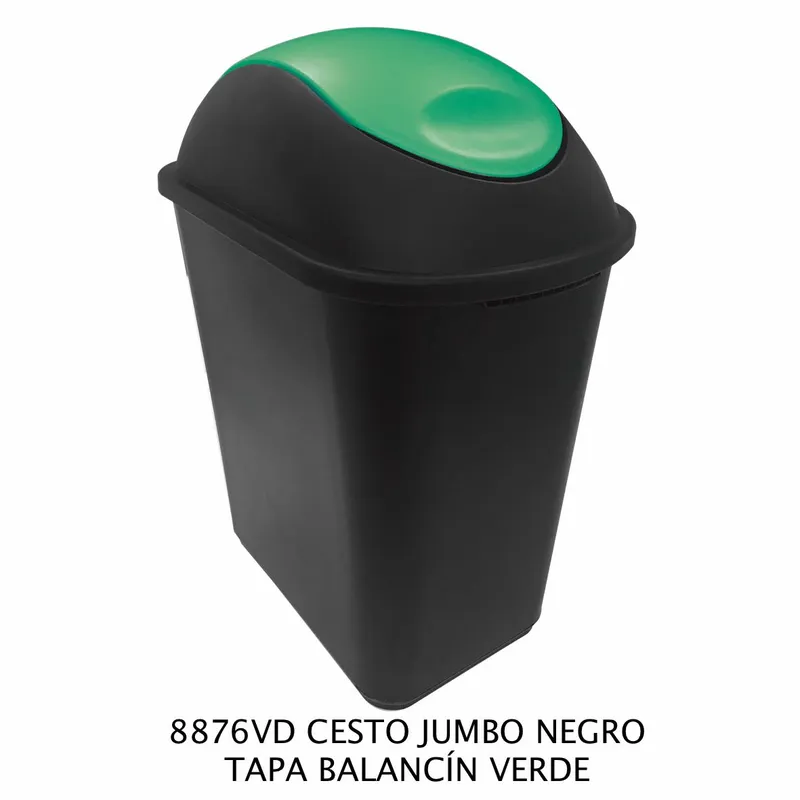 Bote de Basura Mediano Jumbo — 26 litros — Con Tapa Balancín Verde