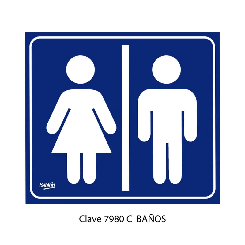 Señal de Baños — Señal de Vinil Adherible — Visibilidad de 0 a 5 metros
