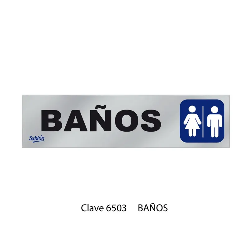Señal de Baños — Señal de Aluminio Adherible — Visibilidad de 0 a 3.5 metros