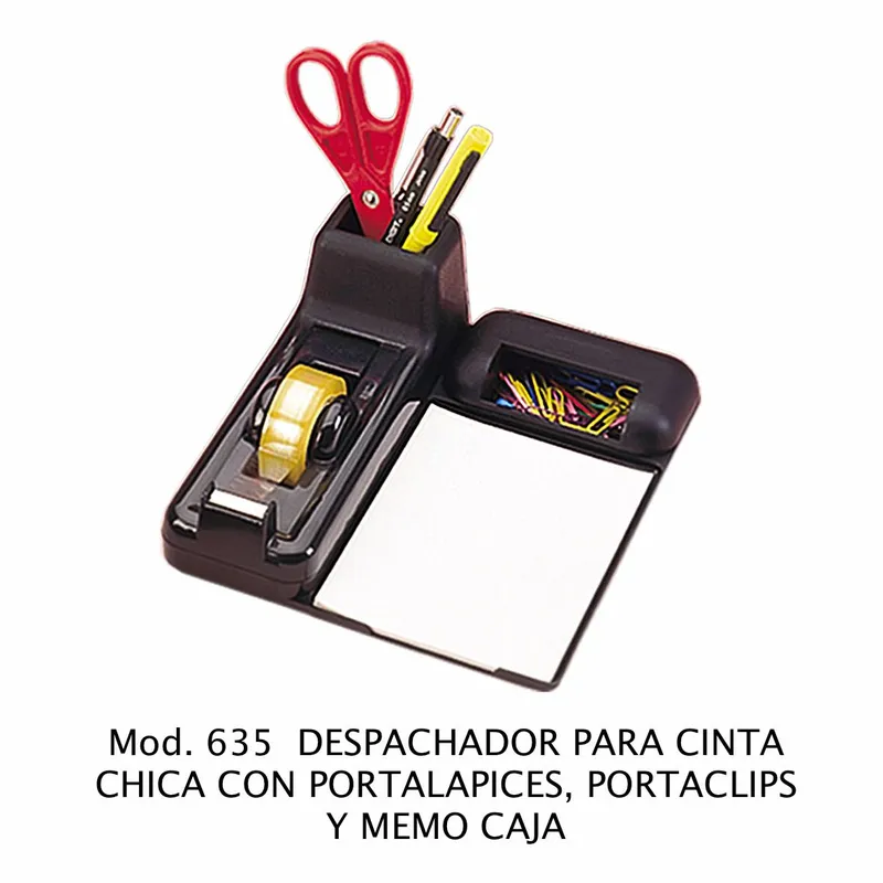 Despachador de Cinta Chica con Portaclips, Portalápices y Memo caja