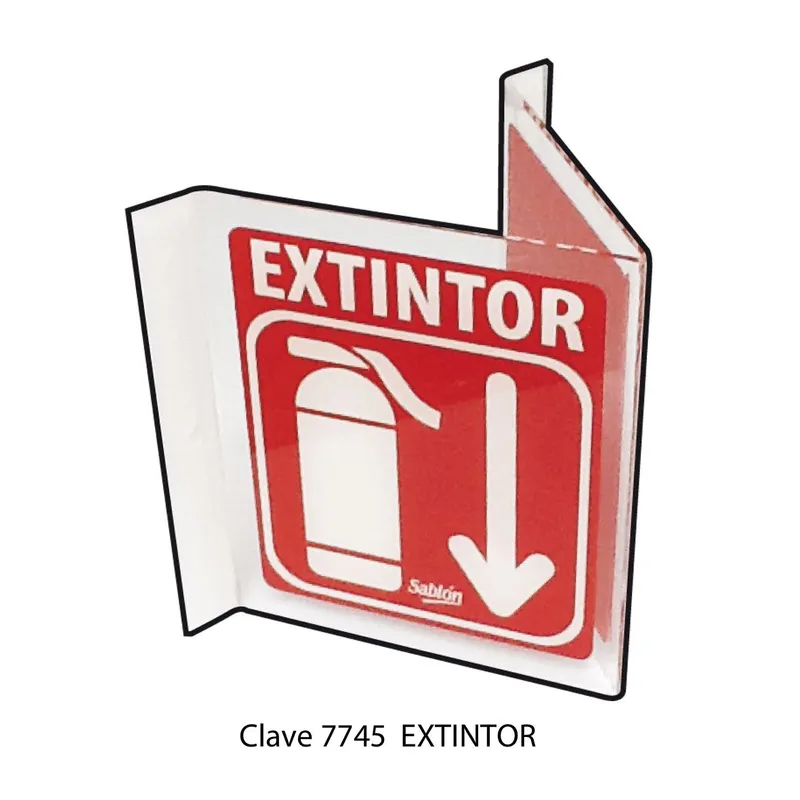 Señal de extintor — Señal Triangular para Pasillo Elite 360º — Visibilidad de 0 a 6 metros