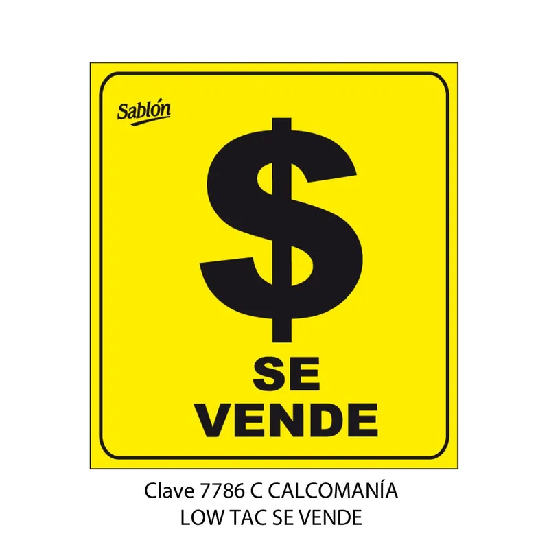 Señal de Se Vende — Señal de Vinil Adherible Low Tack — Visibilidad de 0 a 5 metros