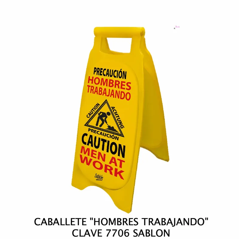 Caballete de Plástico Rígido — Señal: Hombres Trabajando (Español / Inglés)