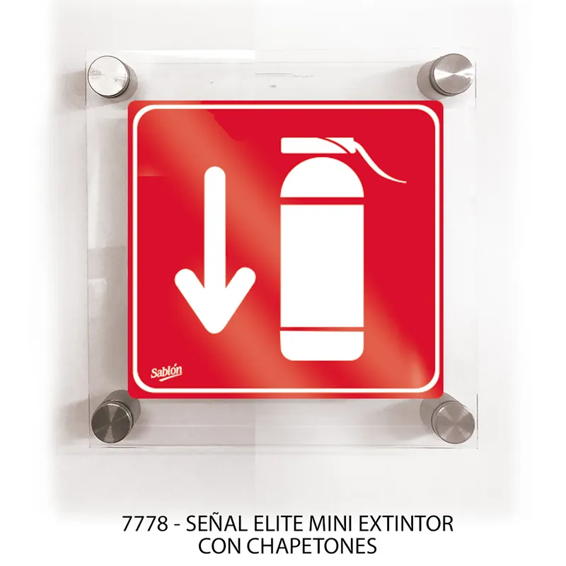 Señal de extinguidor — Placa de Acrílico Adherible — Visibilidad de 0 a 6 metros — Elite Mini