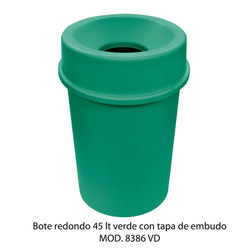 Bote de Basura Redondo Mediano — 45 litros — Tapa tipo Embudo