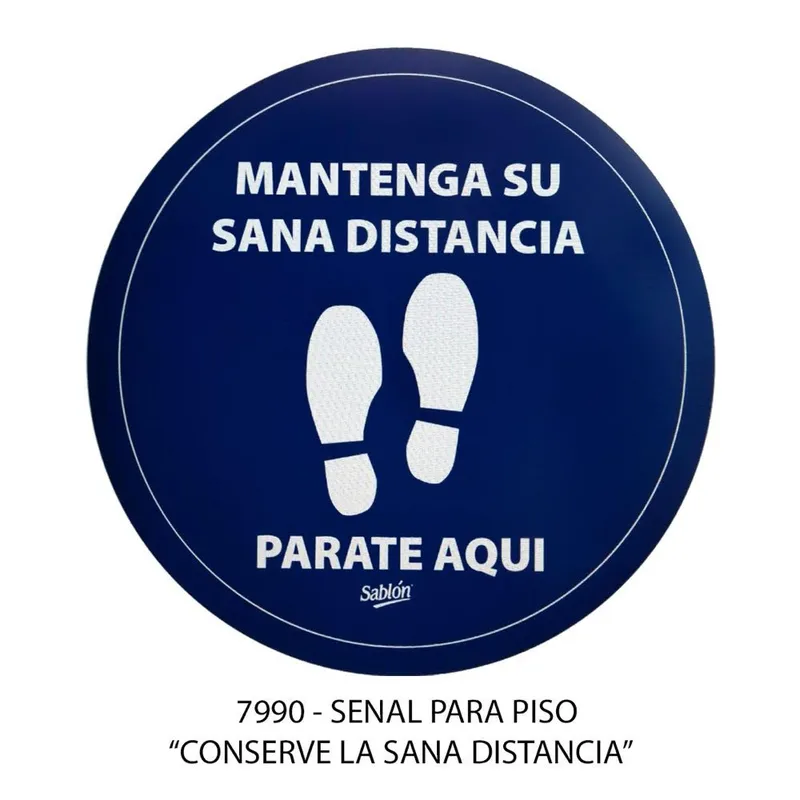 Señal de Piso conserve la sana distancia — Letrero adherible para piso — Calcomanía “Floor Graphics” — 35 cm de diámetro