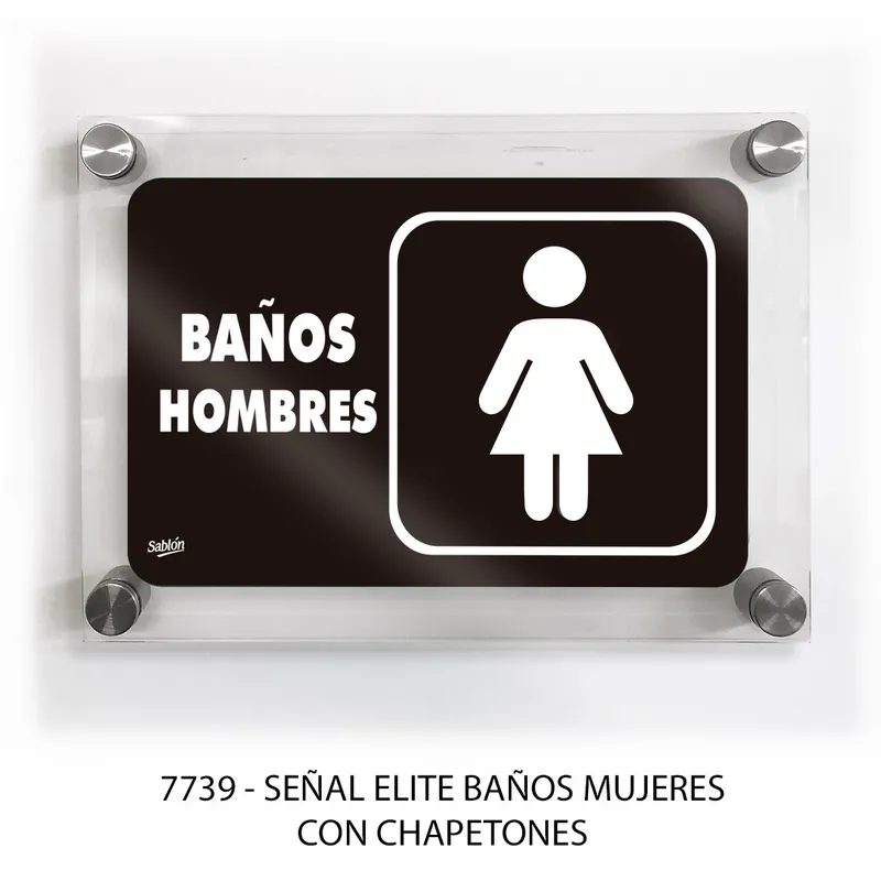 Señal de Baños Mujeres — Placa de Acrílico Autoadherible Elite — Visibilidad de 0 a 12 metros