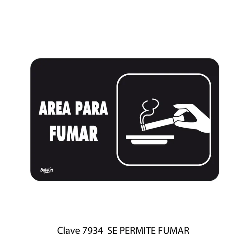 Señal área para fumar — Placa Rígida Autoadherible Mediana — Visibilidad de 0 a 8 metros