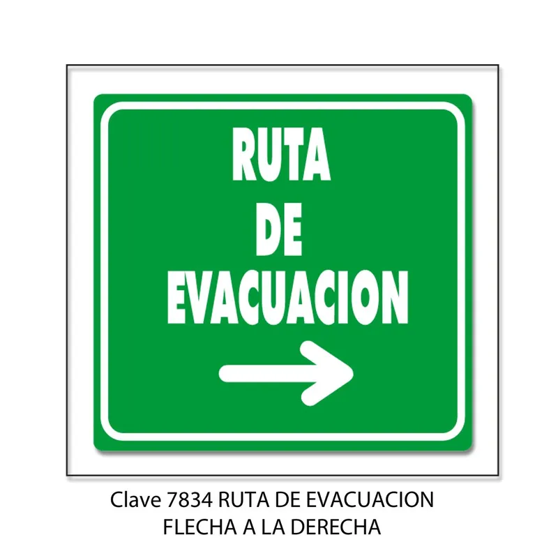 Señal de Ruta de Evacuación — Placa de Acrílico Autoadherible — Visibilidad de 0 a 6 metros — Elite Mini