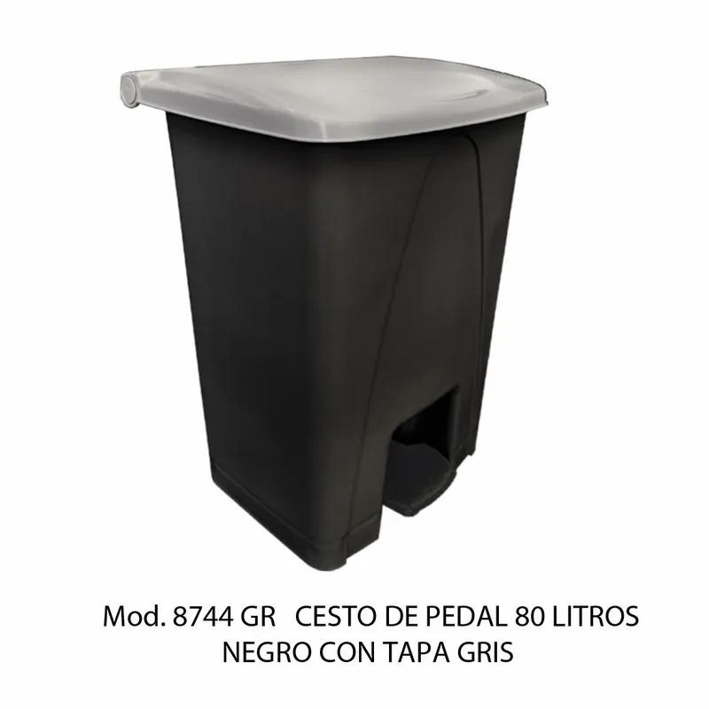 Bote de basura grande de 80 litros — Con Tapa Gris — Con Pedal