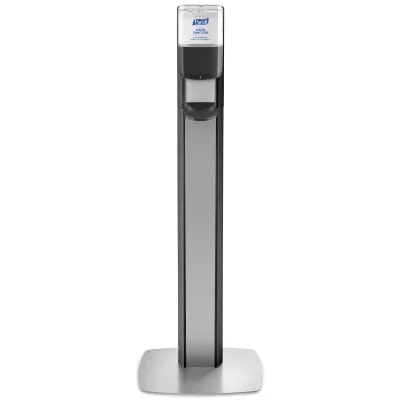 Pedestal de piso PURELL® MESSENGER™ ES6, panel blanco con plata (dispensador incluido)