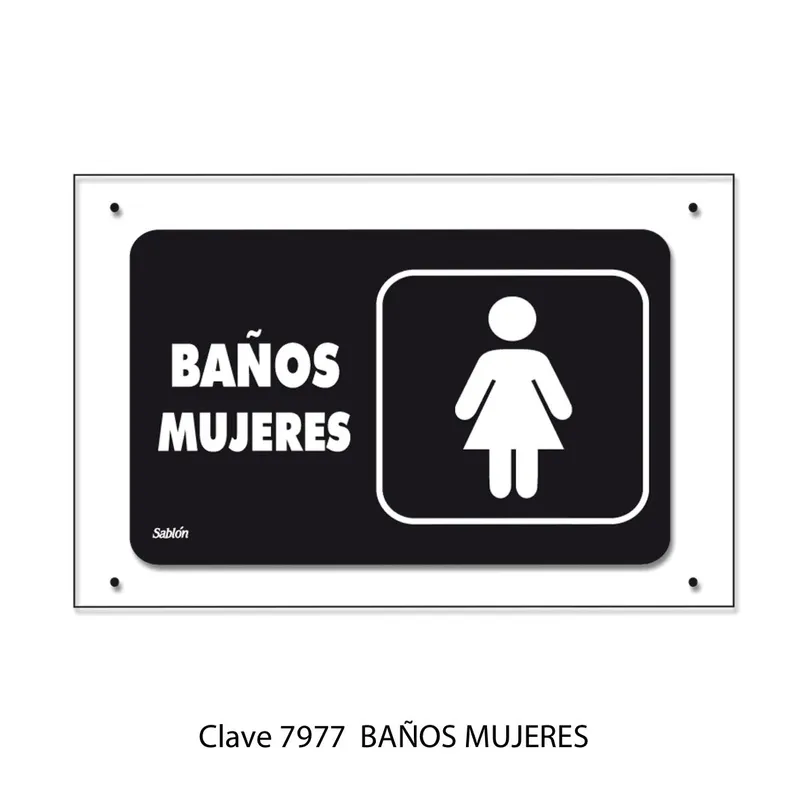 Señal de Baños Mujeres — Placa de Acrílico Autoadherible Elite — Visibilidad de 0 a 12 metros