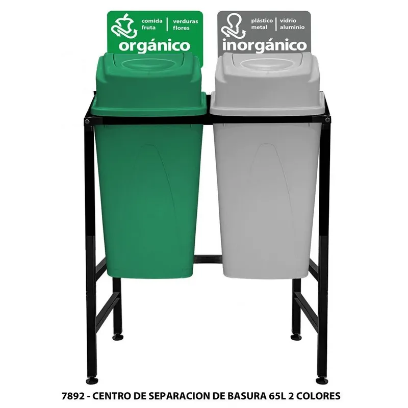 Centro de separación de basura 65 litros — Con 2 botes de basura — Con Tapa Lateral