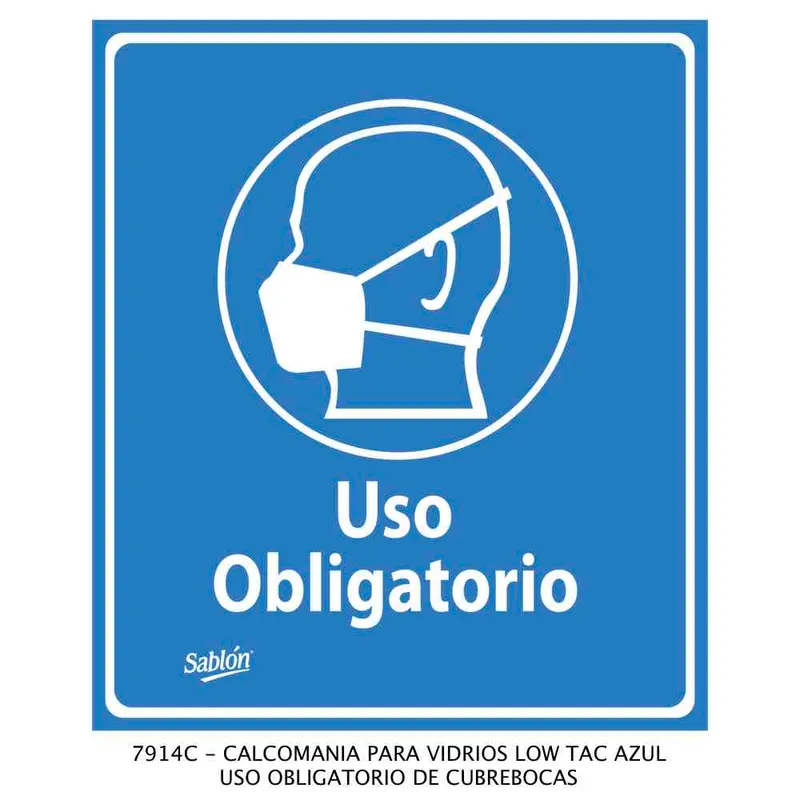 Señal de uso obligatorio — Señal de Vinil Adherible Low Tack — Visibilidad de 0 a 5 metros — Especial para vidrio.