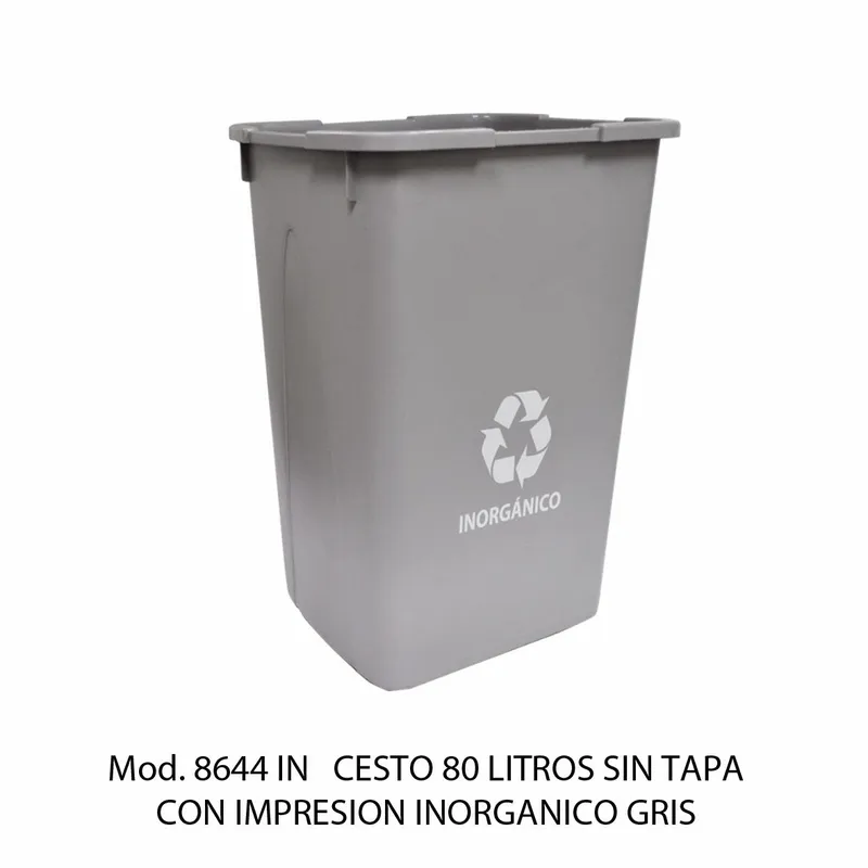 Bote de basura grande de 80 litros — Sin tapa con impresión — Inorgánico