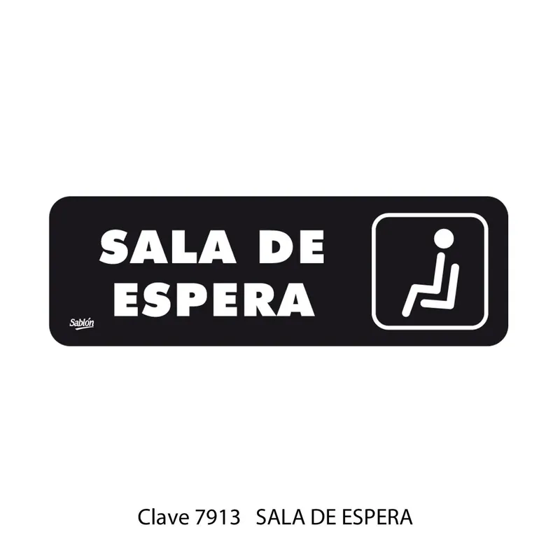 Señal de sala de espera — Placa Rígida Autoadherible Chica — Visibilidad de 0 a 5 metros